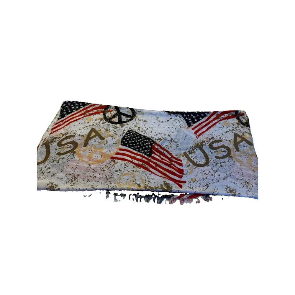 Popular Shawl American Flag Oblong Scarfs Stars Pattern Headscarf  70” X 35”